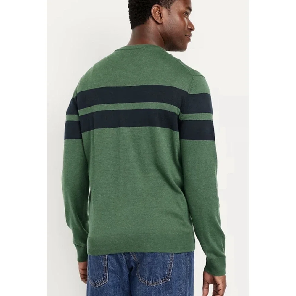 Old Navy Men's Green Navy Chest-Stripe‎ Crewneck Sweater Size M New $39.99